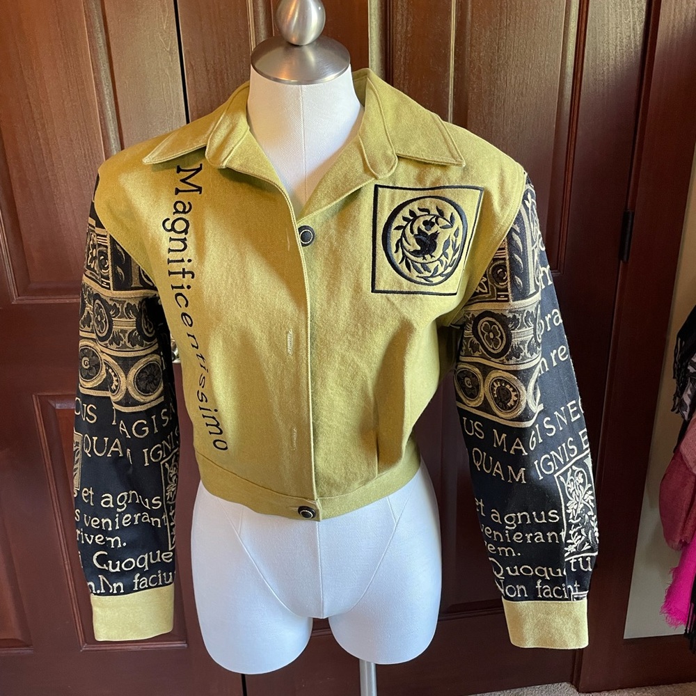 Embroidered moto jacket. Size S. By Lorraine Wardy.